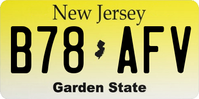 NJ license plate B78AFV