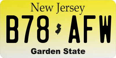 NJ license plate B78AFW