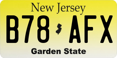 NJ license plate B78AFX