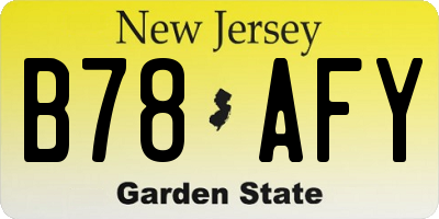 NJ license plate B78AFY