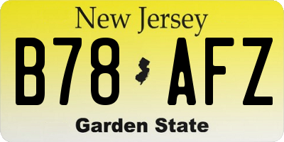 NJ license plate B78AFZ
