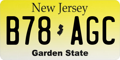 NJ license plate B78AGC