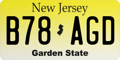 NJ license plate B78AGD