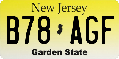 NJ license plate B78AGF