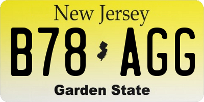 NJ license plate B78AGG
