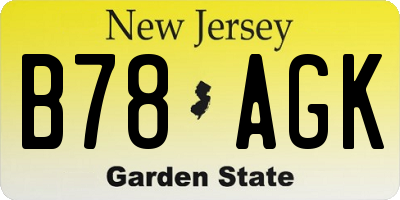 NJ license plate B78AGK