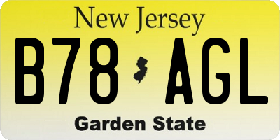 NJ license plate B78AGL