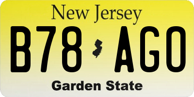 NJ license plate B78AGO