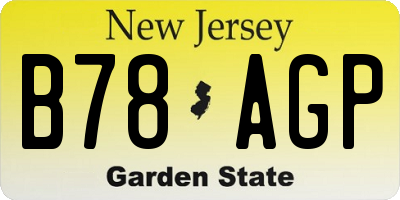 NJ license plate B78AGP