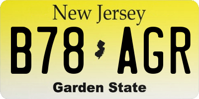 NJ license plate B78AGR
