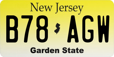 NJ license plate B78AGW