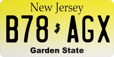 NJ license plate B78AGX