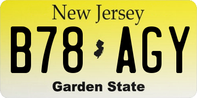 NJ license plate B78AGY