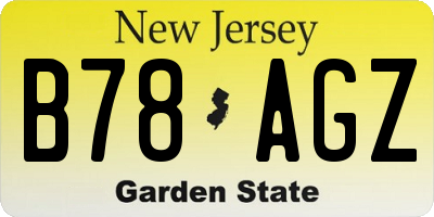 NJ license plate B78AGZ