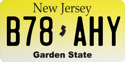 NJ license plate B78AHY