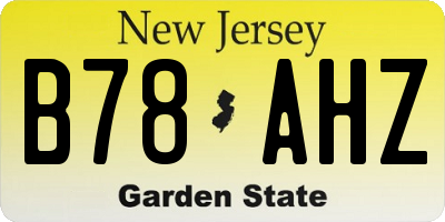 NJ license plate B78AHZ