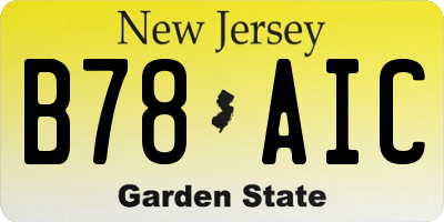 NJ license plate B78AIC