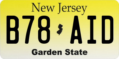 NJ license plate B78AID