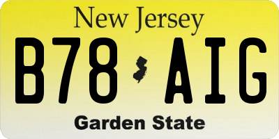 NJ license plate B78AIG