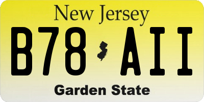 NJ license plate B78AII