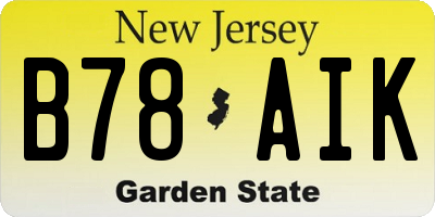 NJ license plate B78AIK