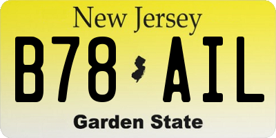 NJ license plate B78AIL