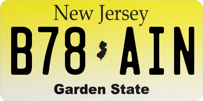 NJ license plate B78AIN