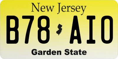 NJ license plate B78AIO