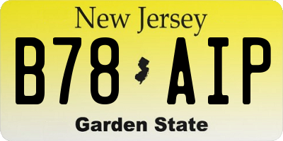 NJ license plate B78AIP
