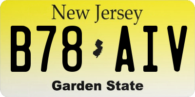NJ license plate B78AIV