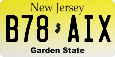 NJ license plate B78AIX