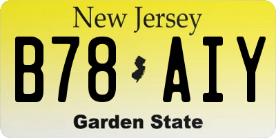 NJ license plate B78AIY