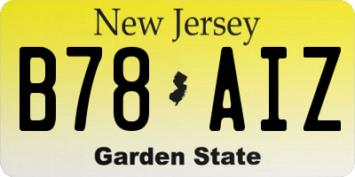 NJ license plate B78AIZ