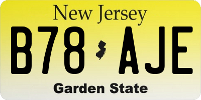 NJ license plate B78AJE