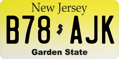 NJ license plate B78AJK