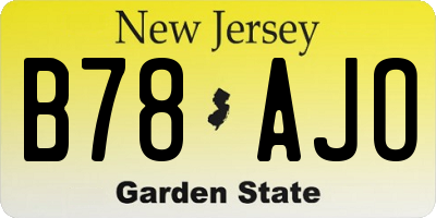 NJ license plate B78AJO