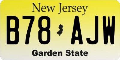 NJ license plate B78AJW