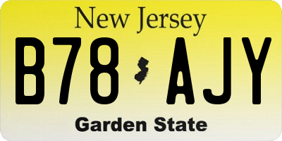 NJ license plate B78AJY