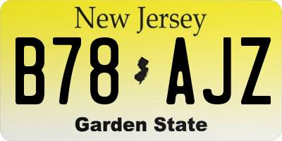NJ license plate B78AJZ