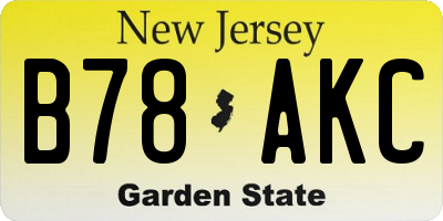 NJ license plate B78AKC