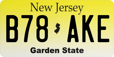 NJ license plate B78AKE