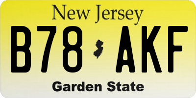 NJ license plate B78AKF