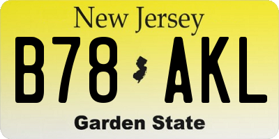 NJ license plate B78AKL