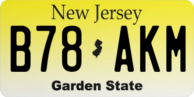 NJ license plate B78AKM
