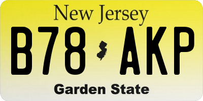 NJ license plate B78AKP