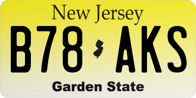 NJ license plate B78AKS