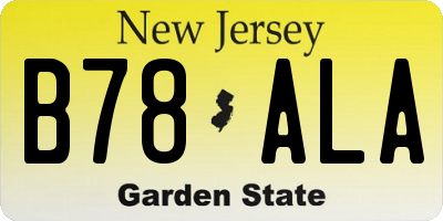 NJ license plate B78ALA
