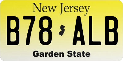 NJ license plate B78ALB