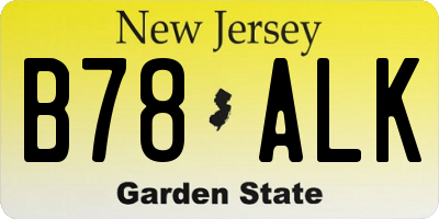 NJ license plate B78ALK