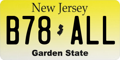 NJ license plate B78ALL